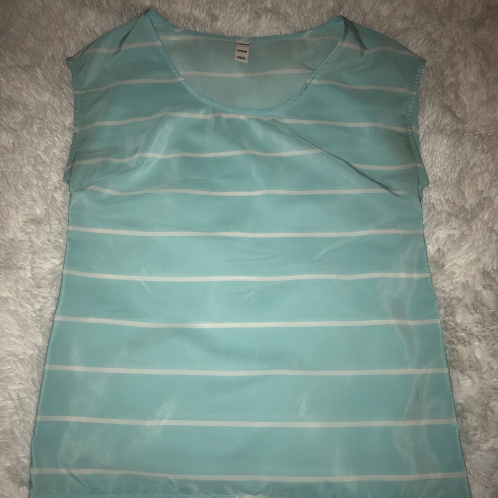 Teal Blue and White Stripe Shirt